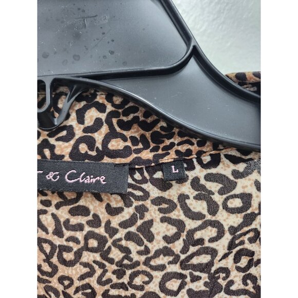 Y2K Violet & Claire Womens Top Large Brown Black Animal Print Fringe Whimsygoth - Picture 5 of 10